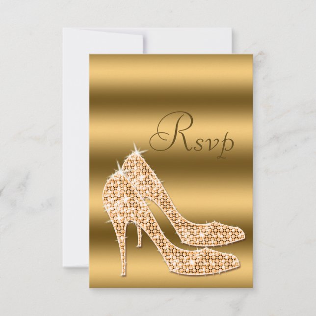 Glamour UAWG Gold Stilettos RSVP Karte (Vorderseite)