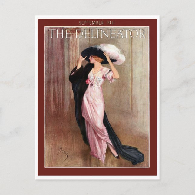 Glamour Vintag Edwardian    Womanin Pink Gown Postkarte (Vorderseite)
