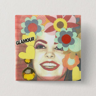 GLAMOUR-VINTAGES BLUMEN-MÄDCHEN BUTTON