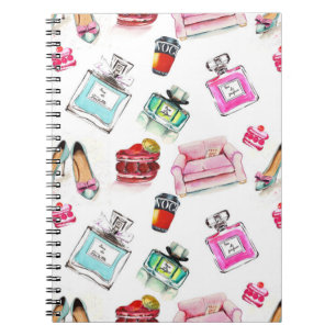 Glamour Wasserfarbe: Mode Nahtloses Muster Notizblock