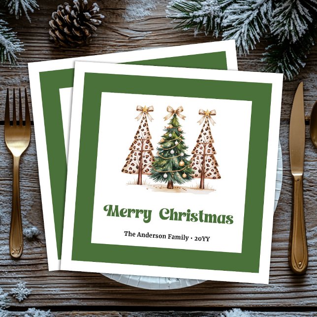 Glamour-Weihnachtsbaum-Leoparden-Druck-Dinner-Serv Serviette (Glamour Christmas Tree Leopard Print Dinner Napkins!)
