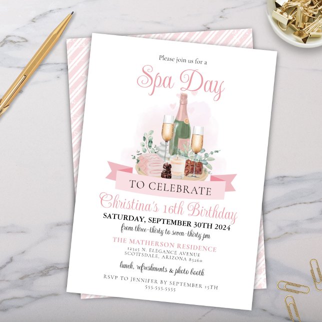 Glamour Wellness-Center Day Champagne Bridal 21. G Einladung (Champagne chocolate and spa day 21st birthday party invitation for bridal party or elegant invites)