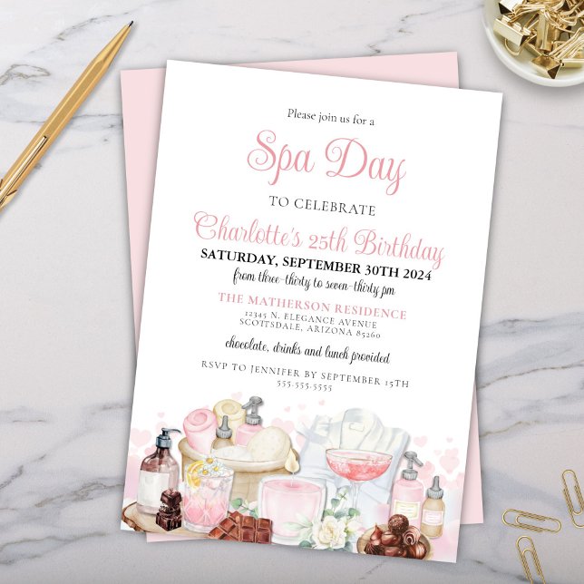 Glamour Wellness-Center Day Schokolade Erwachsene  Einladung (Glamorous glitz and glam spa day chocolate cocktails mocktails birthday party bridal invitations)