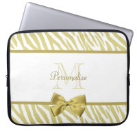 Glamour White and Gold Zebra Print mit Namen
