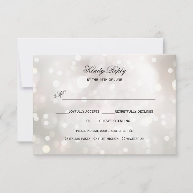 Glamour White Glitzer SILVER UAWG MENU-WAHL RSVP Karte (Vorderseite)