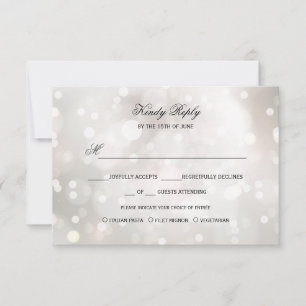 Glamour White Glitzer SILVER UAWG MENU-WAHL RSVP Karte