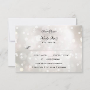 Glamour White Glitzer Sweet 16 UAWG MENU CHOICE RSVP Karte