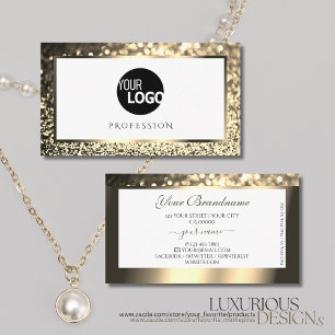 Glamour White-Sparkle-Glitzer-Logo Elegant Visitenkarte