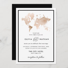 Glamour World Map | Elegante Hochzeit zum Thema Re Einladung