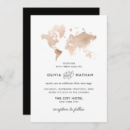 Glamour World Map | Elegante Hochzeit zum Thema Re Einladung