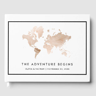 Glamour World Map Elegantes Reisethema Gästebuch