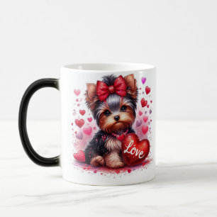"Glamour Yorkie Puppy mit Red Bow und Liebe Verwandlungstasse