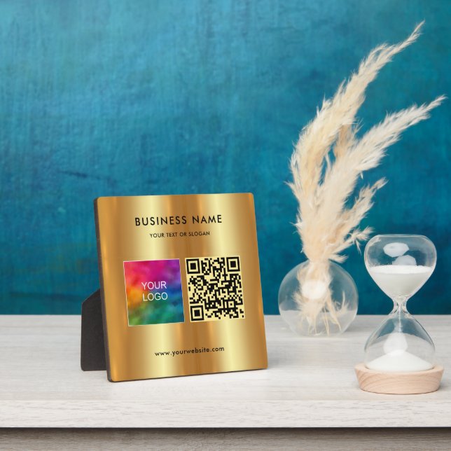 Glamour your Custom Text Logo QR Code Imitats Gold Fotoplatte (InSitu)