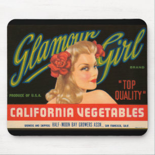 Glamourgirl California Gemüse Vintage-Werbung Mousepad
