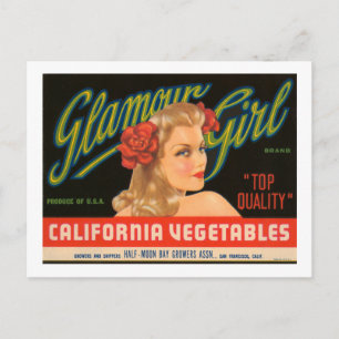 Glamourgirl California Gemüse Vintage-Werbung Postkarte