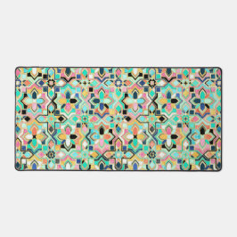 Glamourös-goldfarbenes marokkanisches Fliesenmuste Schreibtischunterlage