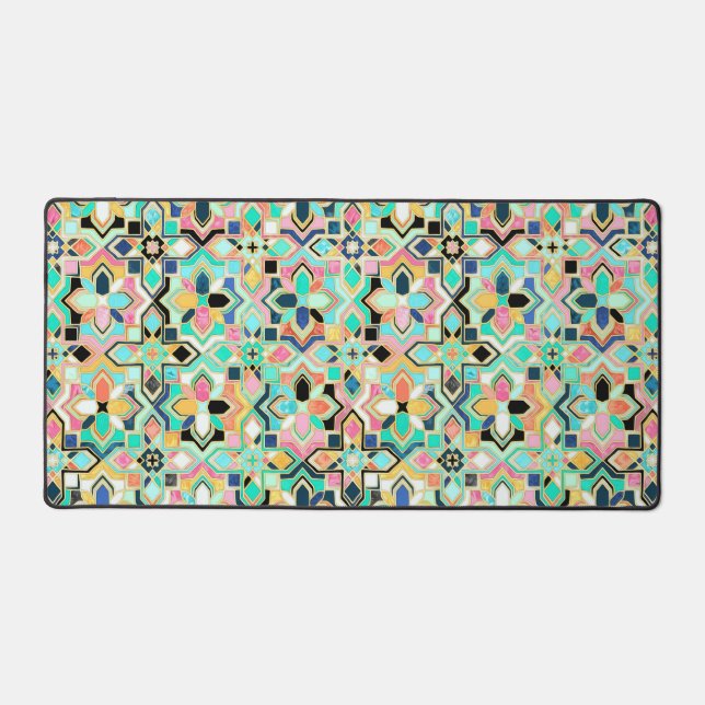 Glamourös-goldfarbenes marokkanisches Fliesenmuste Schreibtischunterlage (Vorderseite)