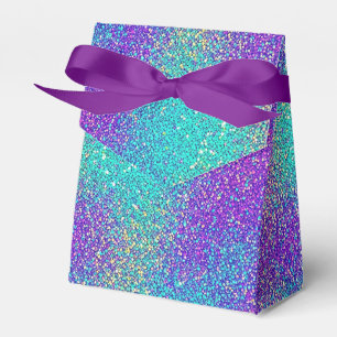 Glamourös lila türkisfarben funkelnder Glitter Gra Geschenkschachtel