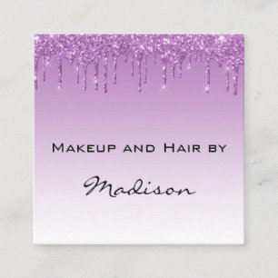 Glamourös lila violetter Glitter-Tropfen Makeup-Ar Quadratische Visitenkarte