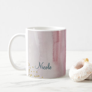 Glamourös Modern Rosig Rosa Blau Gold Personalisie Tasse
