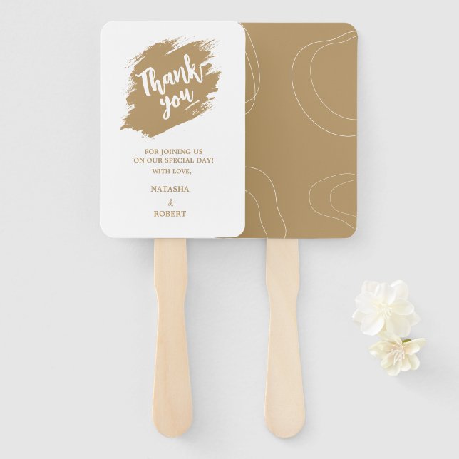 Glamourös weiß & Gold im Stil bleibe Danke Fächer (Vorne und Hinten)