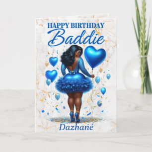 Glamouröse Afrikanerin Blue Birthday Karte