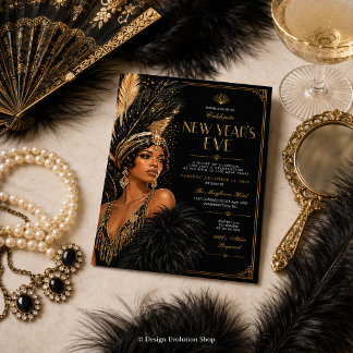 Glamouröse Art Deco-Silvesterparty-Einladung Einladung