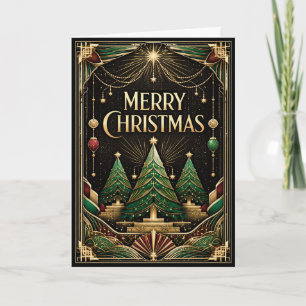 Glamouröse Art Deco Weihnachtsbäume Feiertagskarte