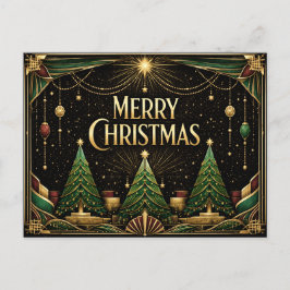 Glamouröse Art Deco Weihnachtsbäume Feiertagspostkarte