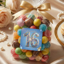 Glamouröse Blau Gold Glitzer Ballons Sweet 16