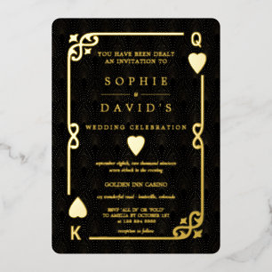 Glamouröse Casino Las Vegas Poker Hochzeit Echt Folieneinladung