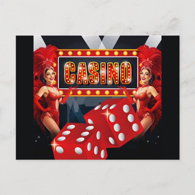 Glamouröse Casinonächte Postkarte (“Where luck meets style.”)