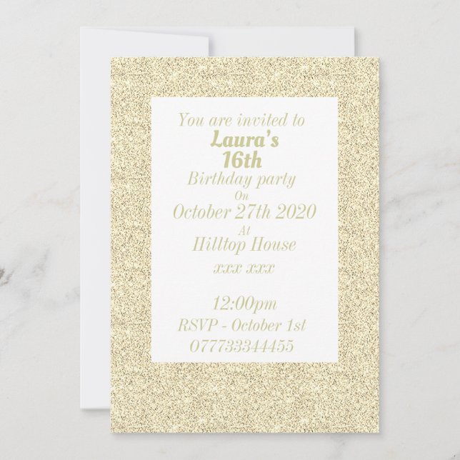 Glamouröse Einladungen zu personalisierten Geburts (Vorderseite)