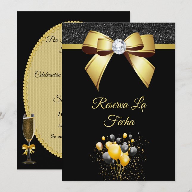 Glamouröse elegante Geburtstagsfeier Save The Date (Vorne/Hinten)