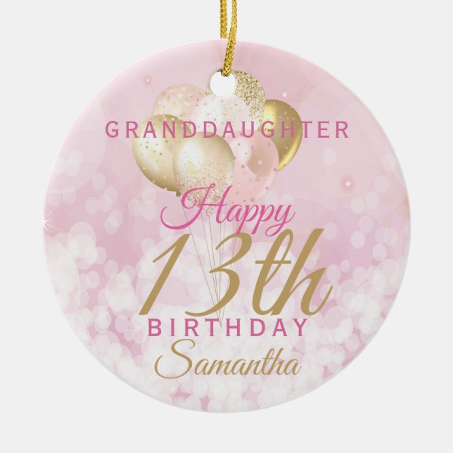 Glamouröse Enkeltochter 13. Geburtstag Keramik Ornament (Vorne)