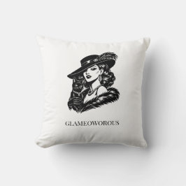 Glamouröse Frau mit Katzenmode-Illustration Kissen
