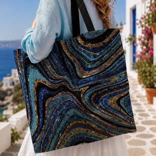 Glamouröse Glitzer-Mädchen-Marmor-Kunst blau