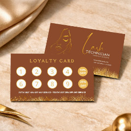 Glamouröse Gold- und Braune-Wimpern-Tech-Karte Treuekarte