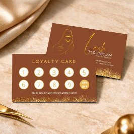 Glamouröse Gold- und Braune-Wimpern-Tech-Karte Treuekarte
