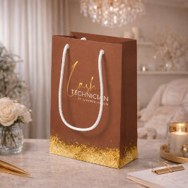 Glamouröse Gold- und Braune Wimperntechnikerin Kleine Geschenktüte
