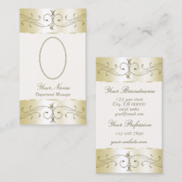 Glamouröse Goldcreme Verzierte Ornamente mit Foto Visitenkarte