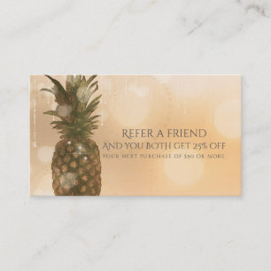 Glamouröse Golden-Pineapple-Elegante-Empfehlung-fü Empfehlungskarte
