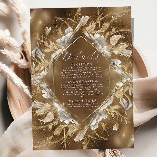 Glamouröse Golden Themed Floral Wedding Begleitkarte (Von Creator hochgeladen)