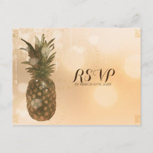 Glamouröse goldene Ananas elegante Hochzeit RSVP Einladungspostkarte