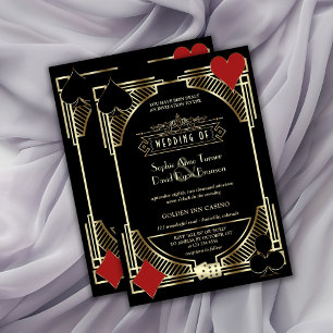 Glamouröse Goldene Gatsby-Hochzeit im Stil der Roa Einladung