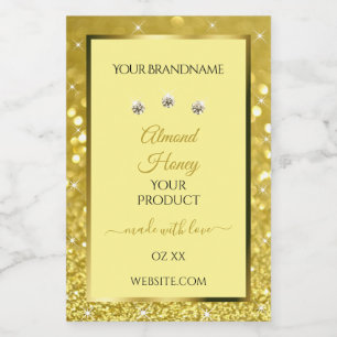 Glamouröse goldene Glitter-Produktetiketten mit St Lebensmitteletikett
