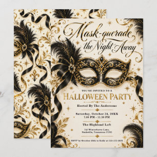 Glamouröse Halloween-Maskenparty Einladung