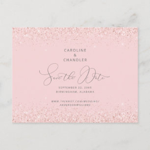 Glamouröse Hochzeit mit rosa und silbernem Glitter Postkarte