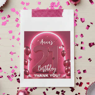 Glamouröse Hot Pink Rosen Gold Ballons 21. Geburts Geschenktütchen