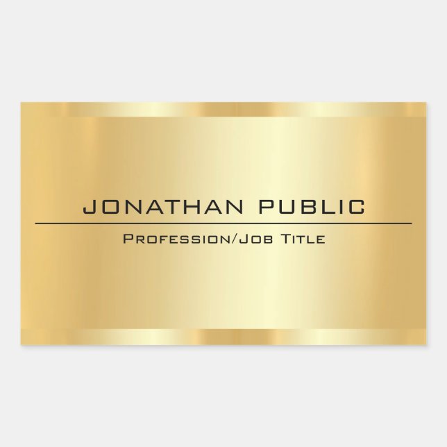 Glamouröse Imitate Gold Metallic Look Modernes Des Rechteckiger Aufkleber (Vorderseite)